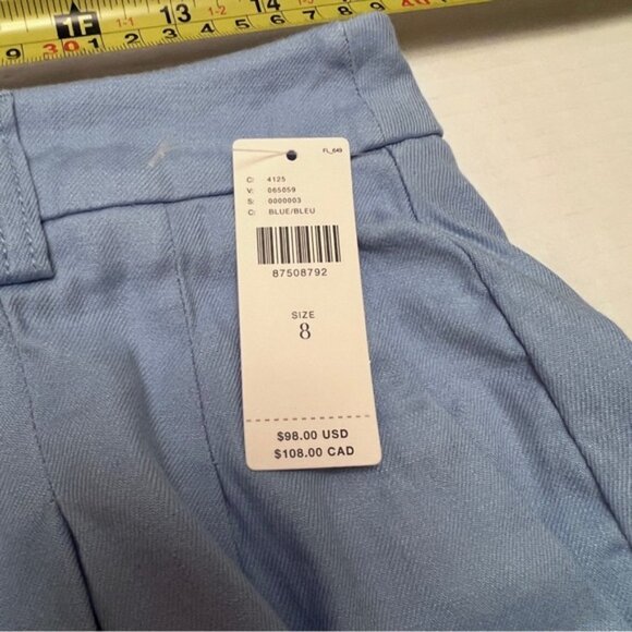 Anthropologie New Maeve Avery Pleated Trouser Shorts Linen Blend Light Blue US 8 - Picture 15 of 15